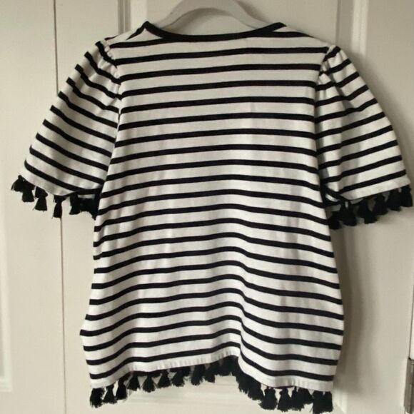 Kate Spade White Striped Crew Neck T-Shirt - Picture 7 of 7
